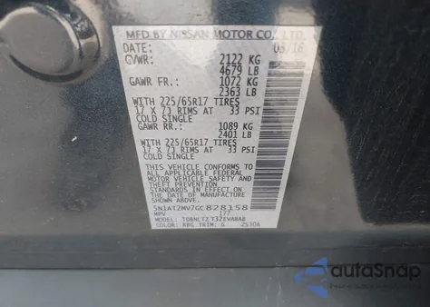 2016 Nissan Rogue Sv from USA, damaged, VIN 5N1AT2MV7GC828158